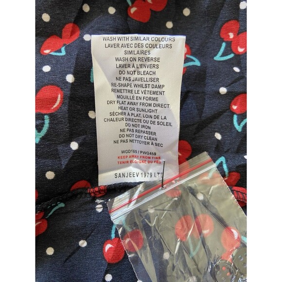 Womens Cherry Print Babydoll Mini Dress Size M Y2K Retro Kawaii Indie Sleaze 90s - Picture 7 of 12